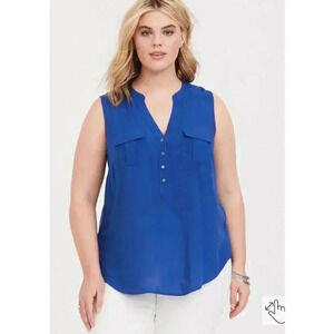 NWT Torrid Blue Harper‎ Challis Pullover Blouse Sz 00 (10)